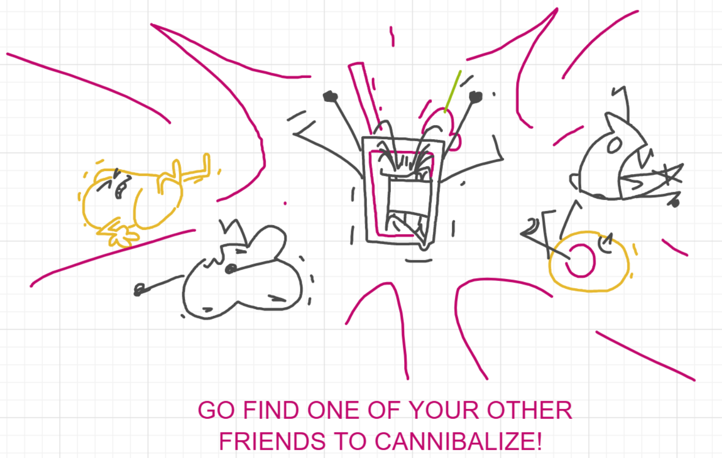 A panel from I've Been Everywhere, Man, episode nine of the Board Boards object show by Furretwalk/WalkingFurret.